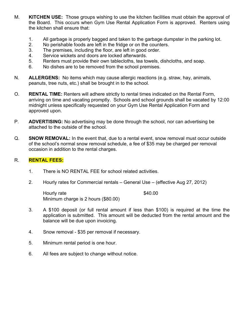 Vernon Facility Use & Rental Policy
